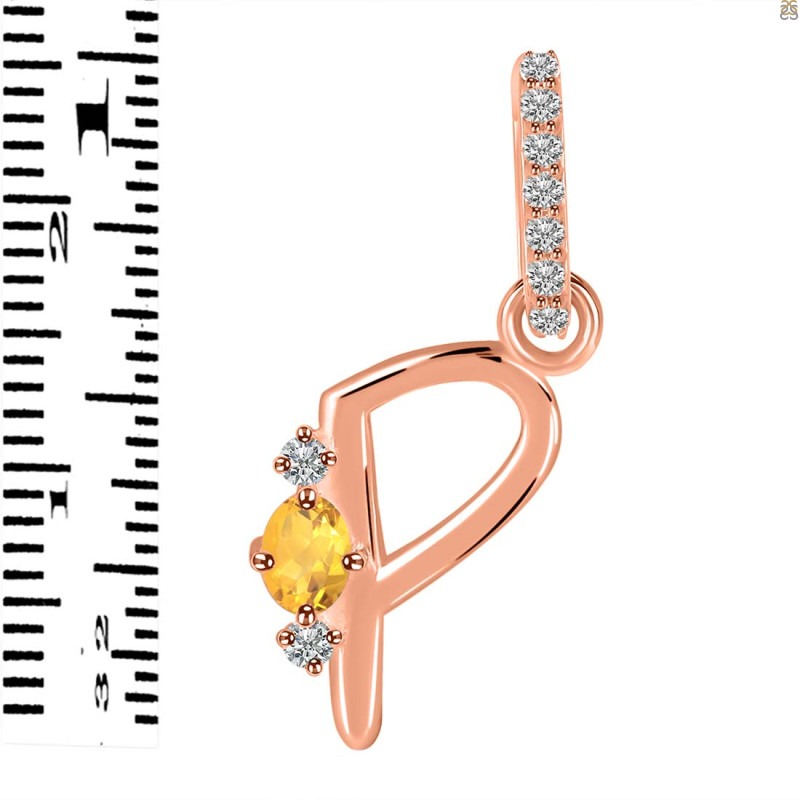 Citrine & White Topaz Alphabet P Pendant CIT-RDA-42.