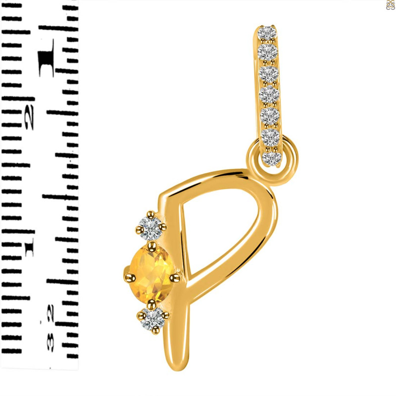 Citrine & White Topaz Alphabet P Pendant CIT-RDA-42.