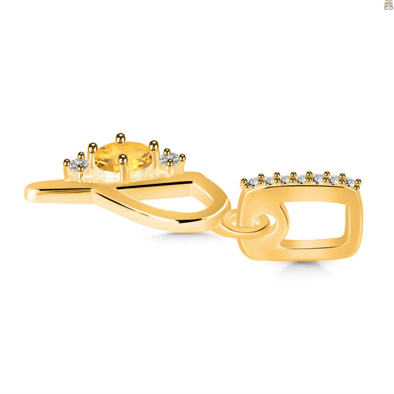 Citrine & White Topaz Alphabet P Pendant CIT-RDA-42.