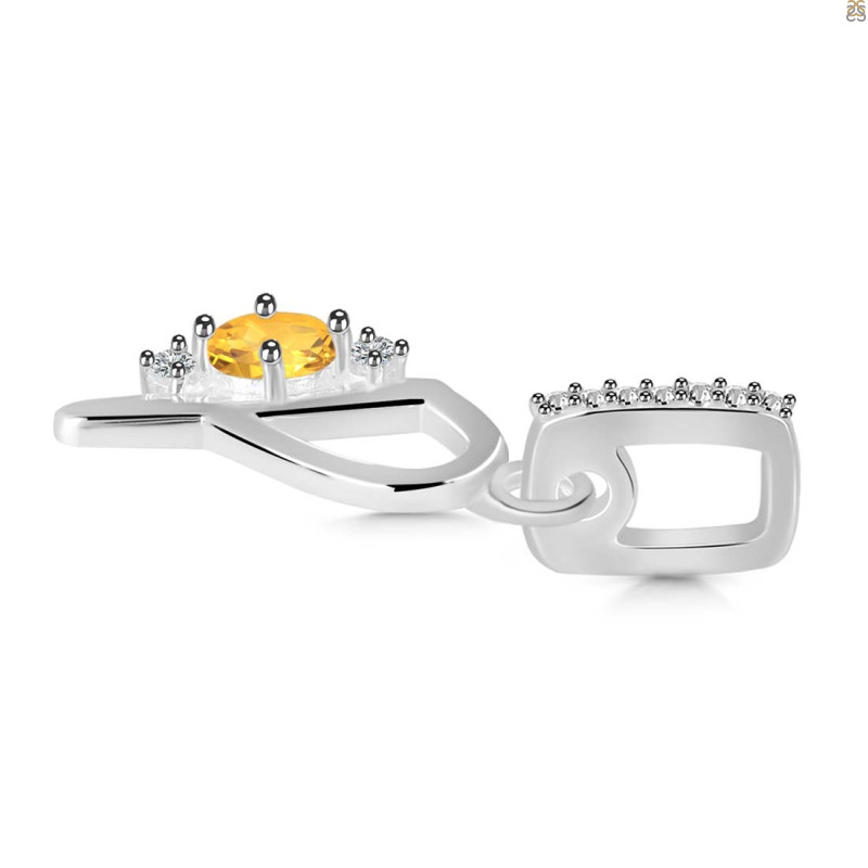 Citrine & White Topaz Alphabet P Pendant