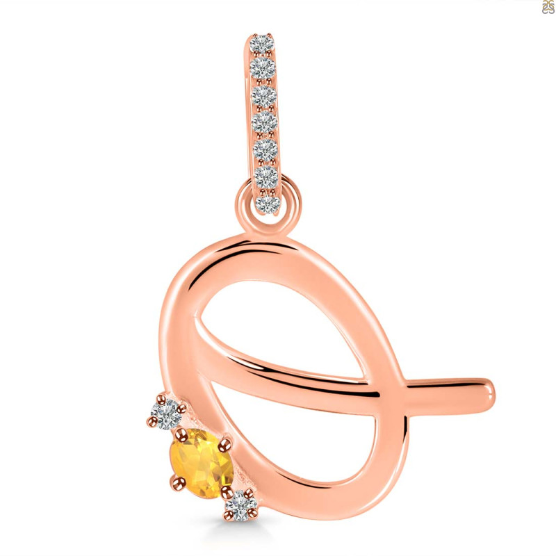 Citrine & White Topaz Alphabet Q Pendant CIT-RDA-43.