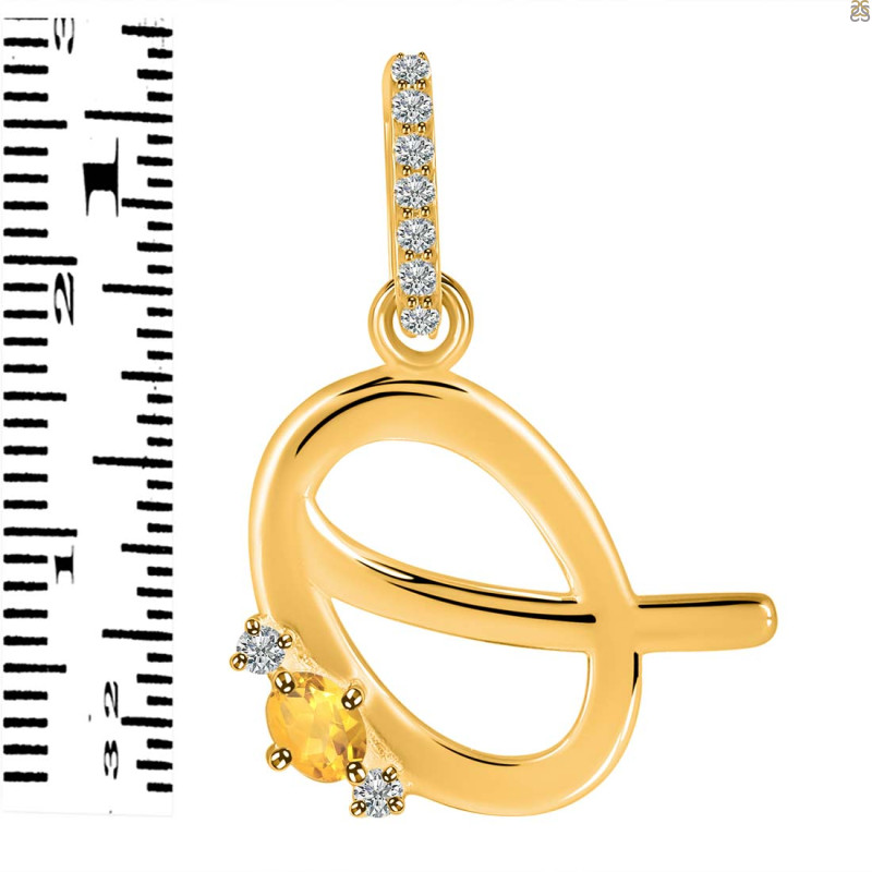 Citrine & White Topaz Alphabet Q Pendant CIT-RDA-43.