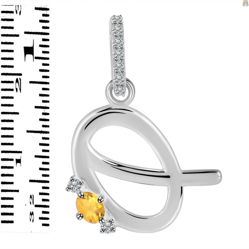 Citrine & White Topaz Alphabet Q Pendant CIT-RDA-43.