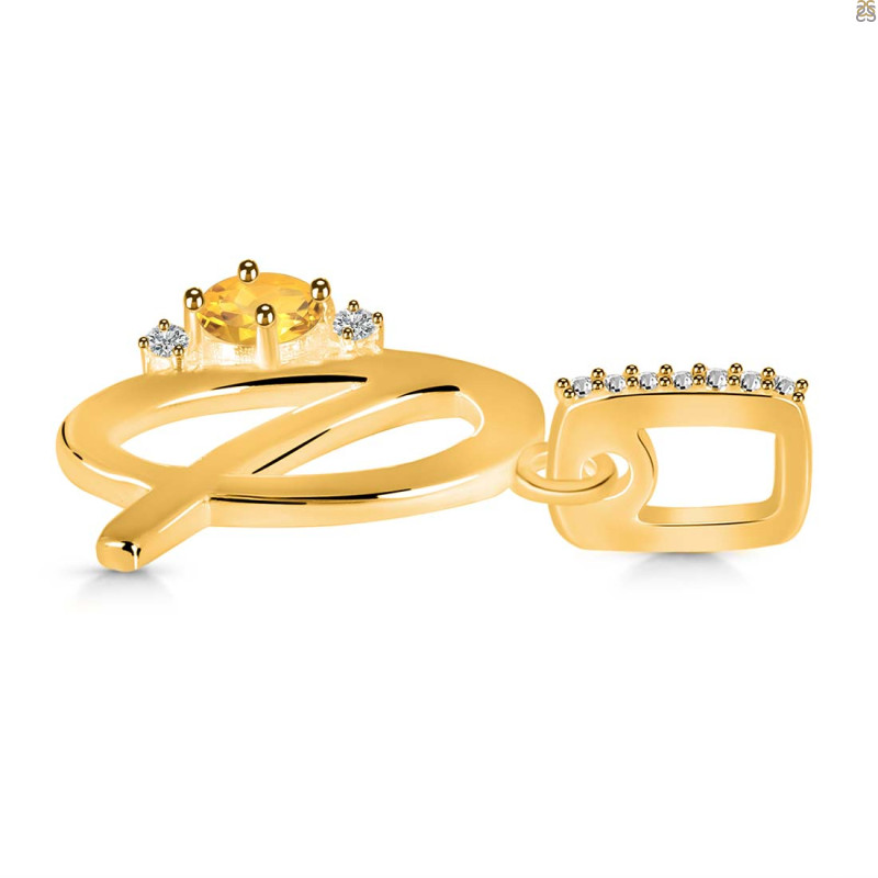 Citrine & White Topaz Alphabet Q Pendant CIT-RDA-43.