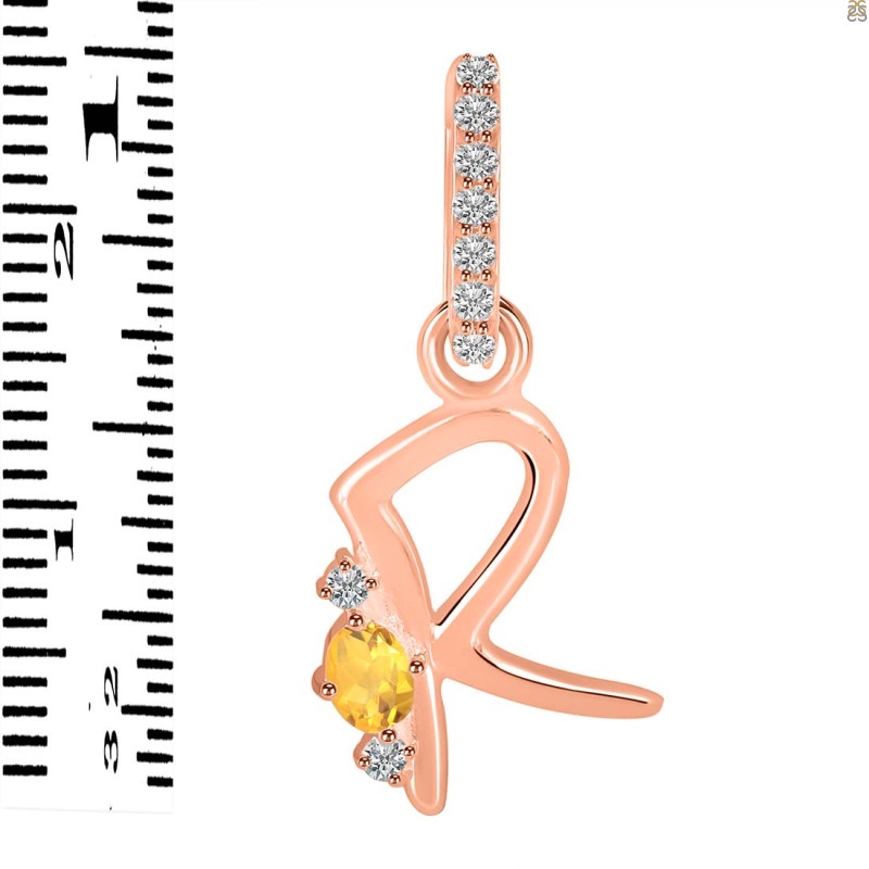 Citrine & White Topaz Alphabet R Pendant CIT-RDA-44.