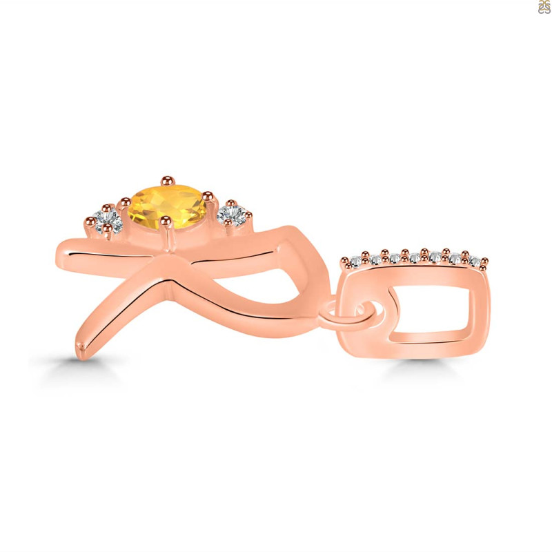 Citrine & White Topaz Alphabet R Pendant CIT-RDA-44.