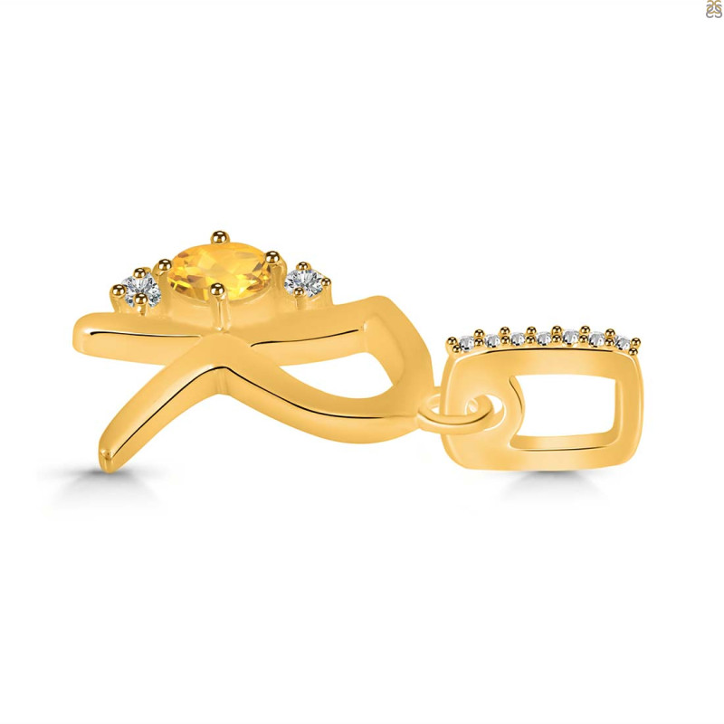 Citrine & White Topaz Alphabet R Pendant CIT-RDA-44.