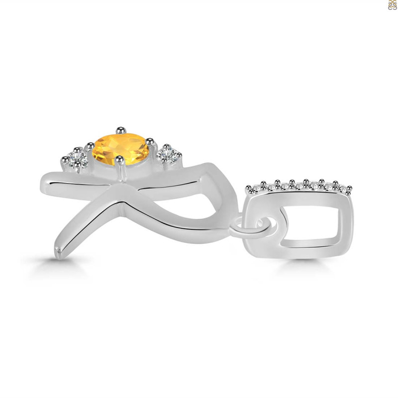 Citrine & White Topaz Alphabet R Pendant