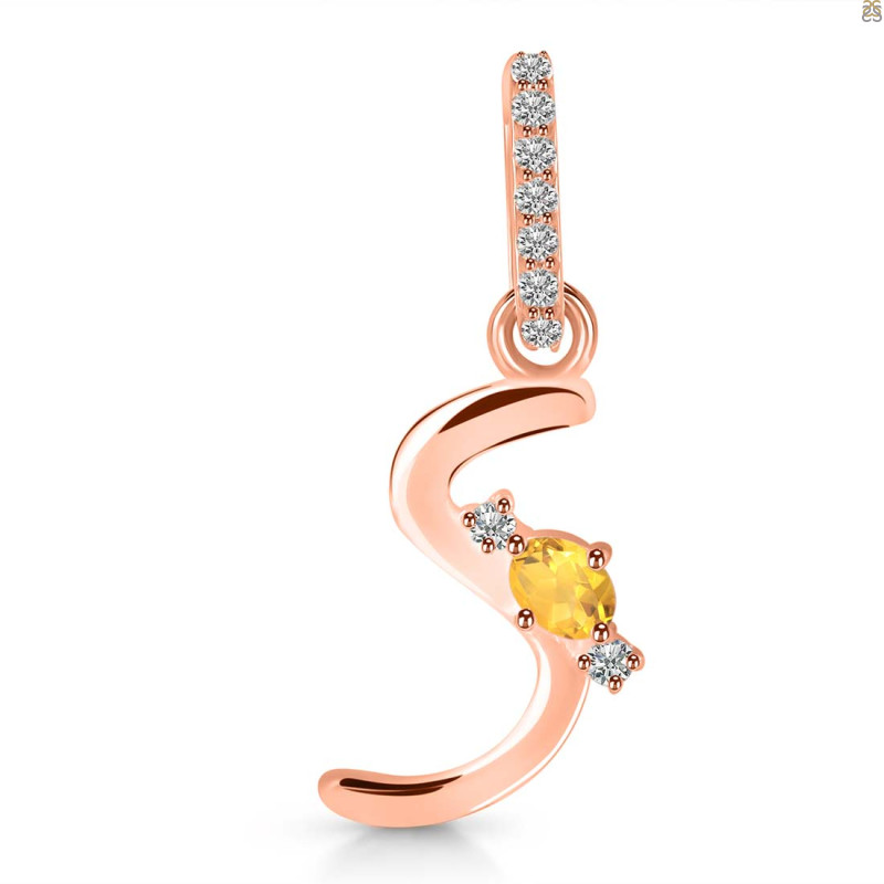Citrine & White Topaz Alphabet S Pendant CIT-RDA-45.