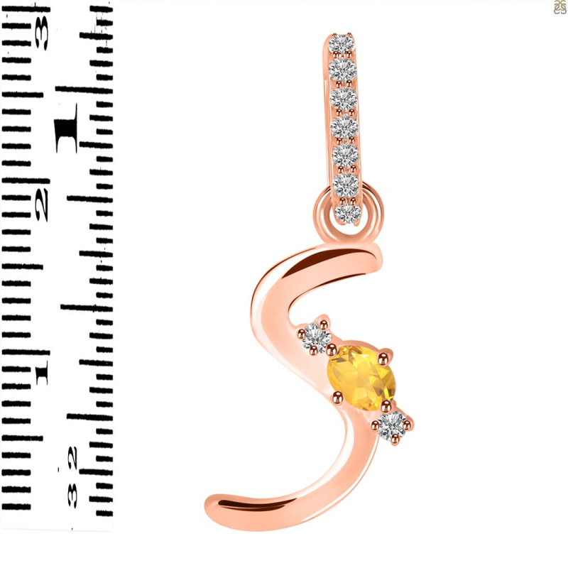 Citrine & White Topaz Alphabet S Pendant CIT-RDA-45.