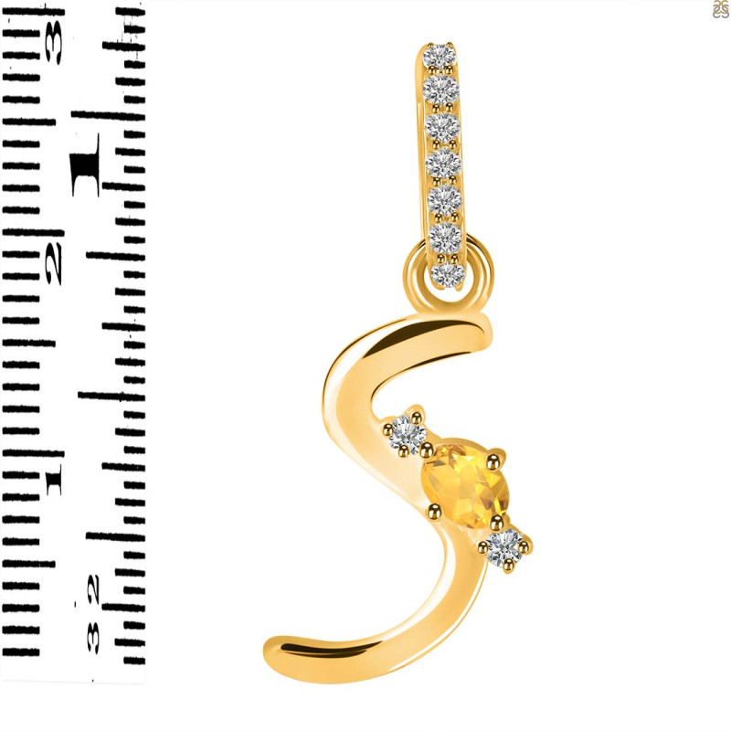 Citrine & White Topaz Alphabet S Pendant CIT-RDA-45.
