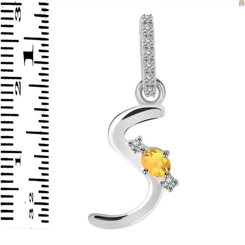 Citrine & White Topaz Alphabet S Pendant CIT-RDA-45.