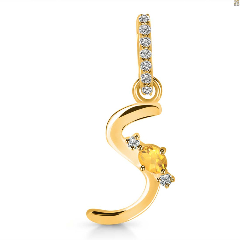 Citrine & White Topaz Alphabet S Pendant CIT-RDA-45.