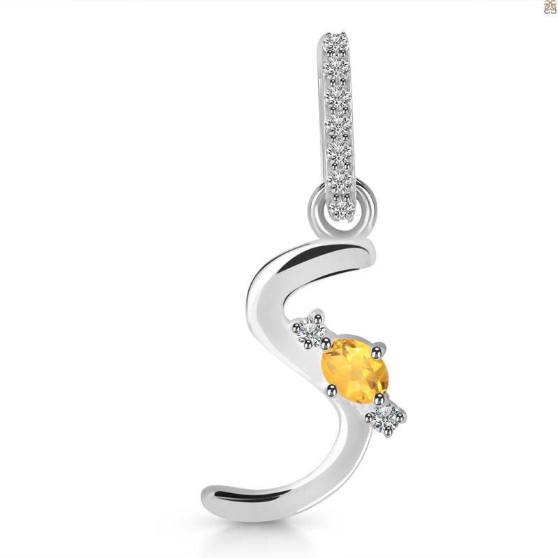 Citrine & White Topaz Alphabet S Pendant CIT-RDA-45.