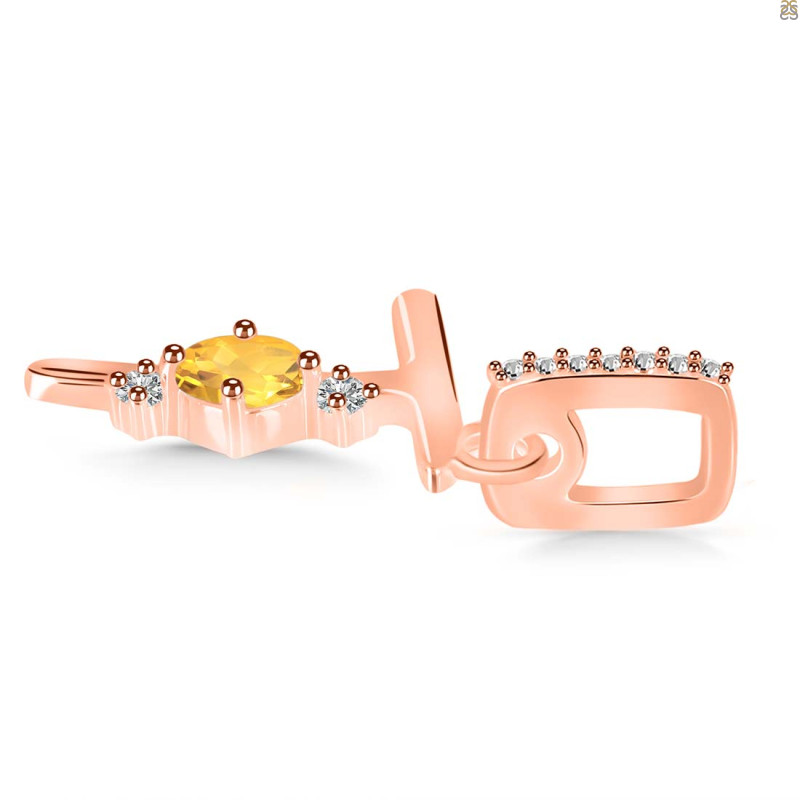 Citrine & White Topaz Alphabet T Pendant CIT-RDA-46.