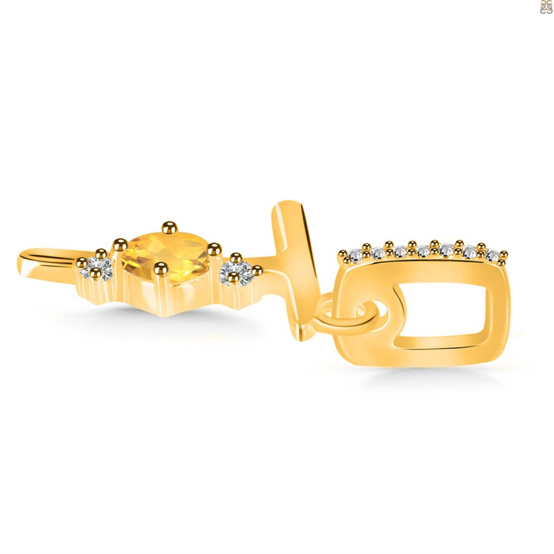 Citrine & White Topaz Alphabet T Pendant CIT-RDA-46.
