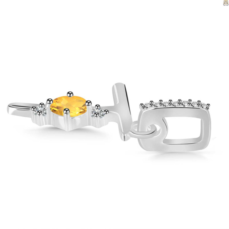 Citrine & White Topaz Alphabet T Pendant
