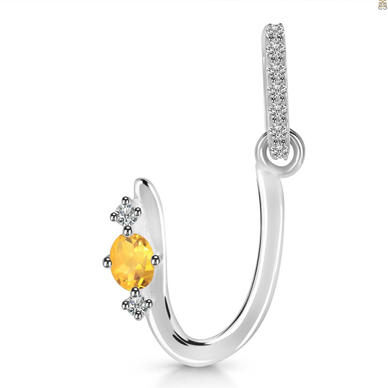 Citrine & White Topaz Alphabet U Pendant CIT-RDA-47.