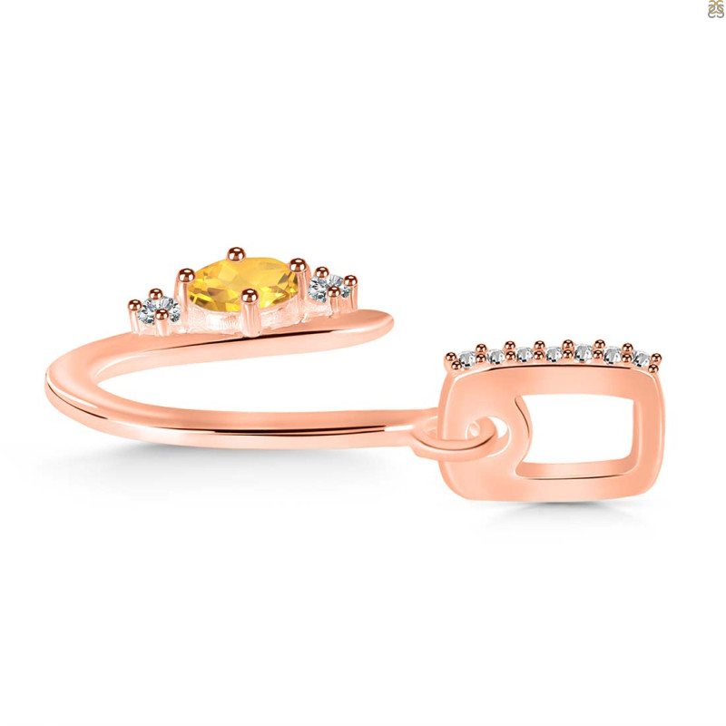 Citrine & White Topaz Alphabet U Pendant CIT-RDA-47.