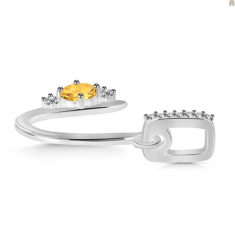 Citrine & White Topaz Alphabet U Pendant