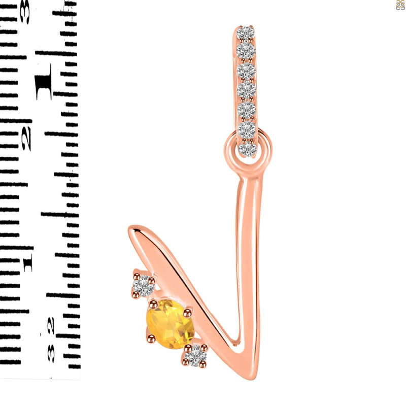 Citrine & White Topaz Alphabet V Pendant CIT-RDA-48.