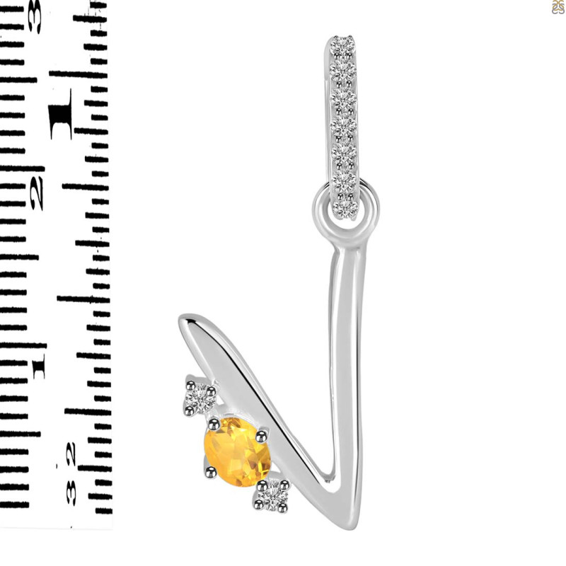 Citrine & White Topaz Alphabet V Pendant CIT-RDA-48.