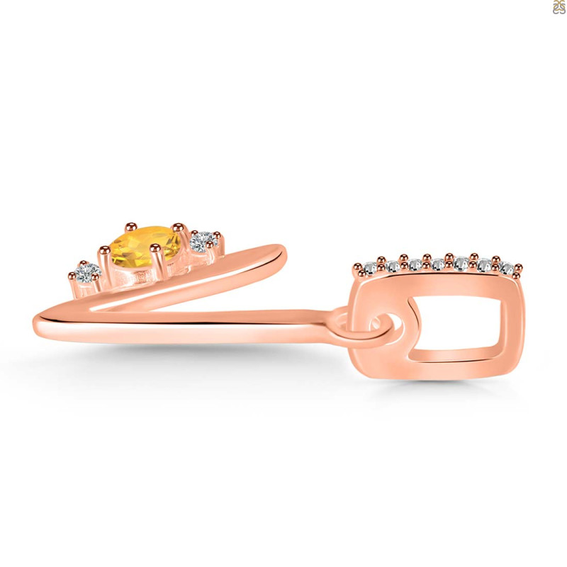 Citrine & White Topaz Alphabet V Pendant CIT-RDA-48.