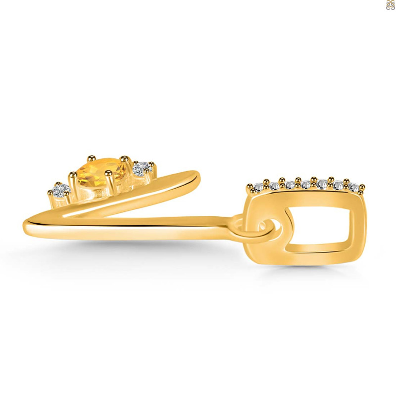 Citrine & White Topaz Alphabet V Pendant CIT-RDA-48.
