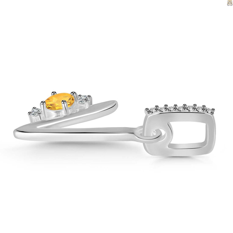 Citrine & White Topaz Alphabet V Pendant