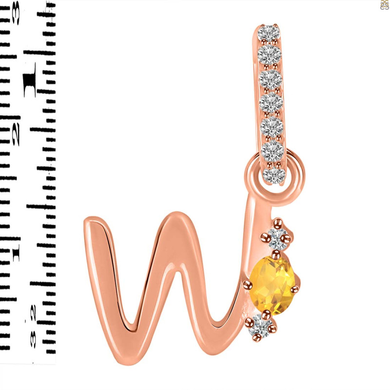 Citrine & White Topaz Alphabet W Pendant CIT-RDA-49.