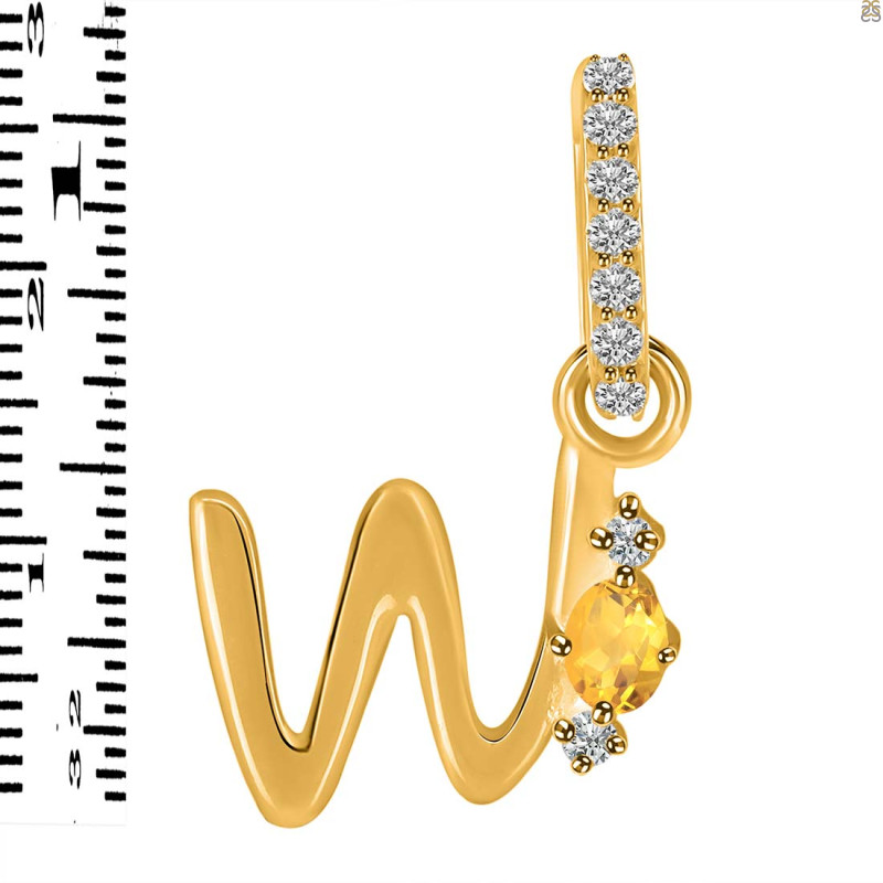 Citrine & White Topaz Alphabet W Pendant CIT-RDA-49.