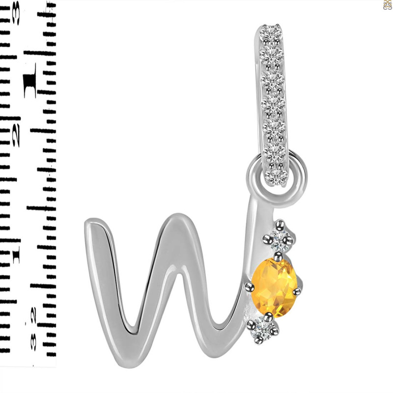 Citrine & White Topaz Alphabet W Pendant CIT-RDA-49.