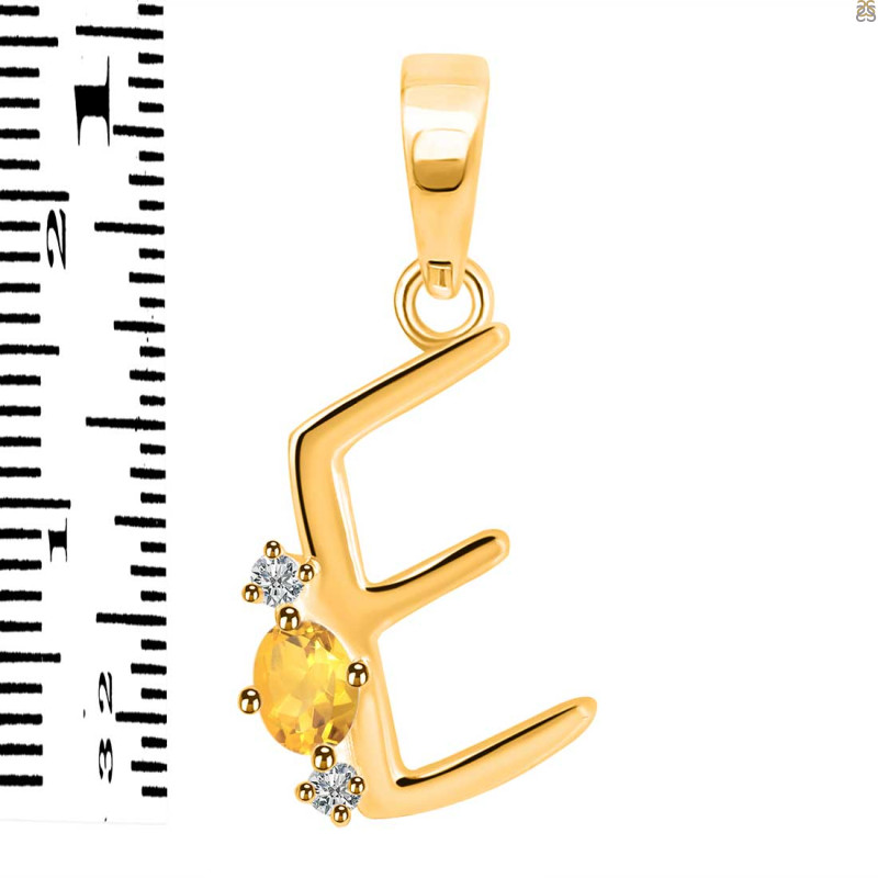 Citrine & White Topaz Alphabet E Pendant CIT-RDA-5.