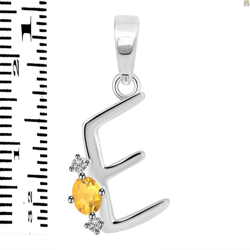 Citrine & White Topaz Alphabet E Pendant CIT-RDA-5.