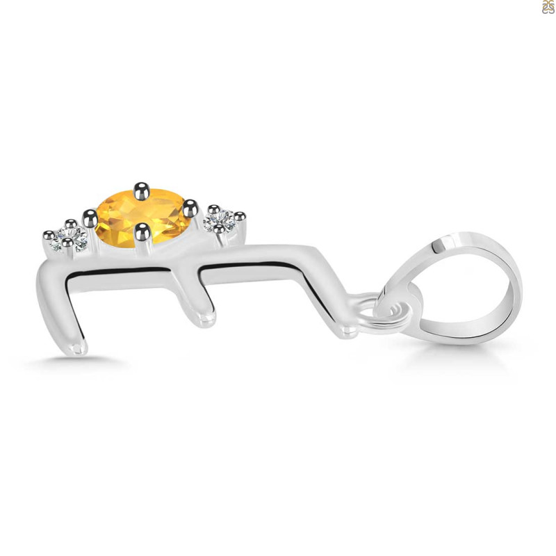 Citrine & White Topaz Alphabet E Pendant