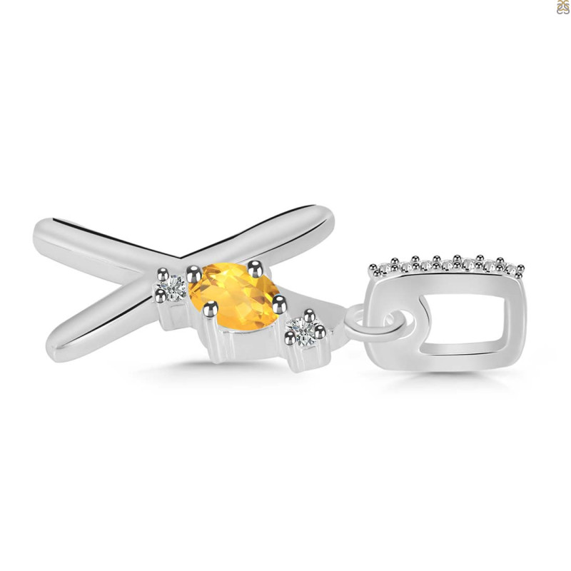 Citrine & White Topaz Alphabet X Pendant