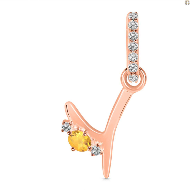 Citrine & White Topaz Alphabet Y Pendant CIT-RDA-51.