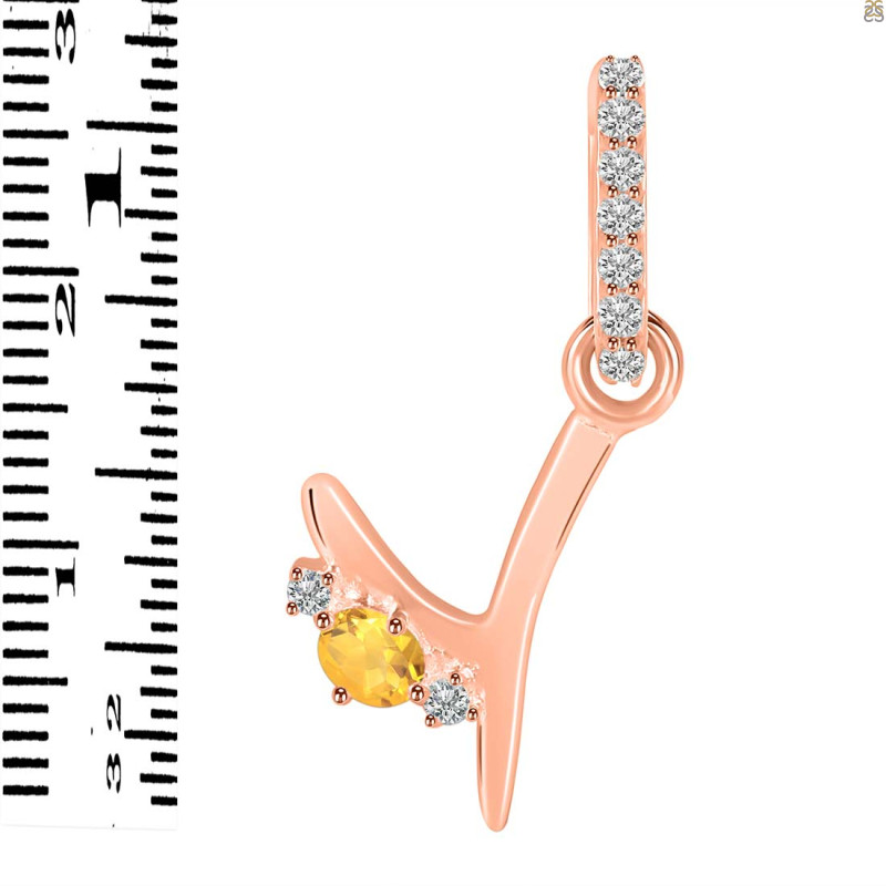 Citrine & White Topaz Alphabet Y Pendant CIT-RDA-51.