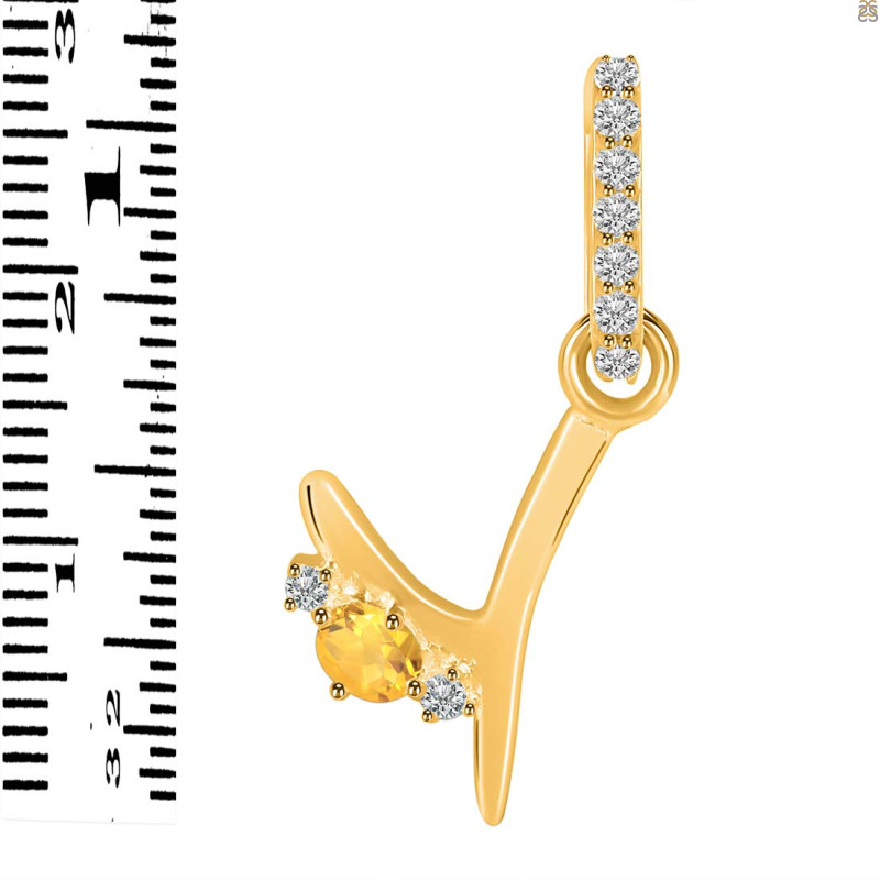 Citrine & White Topaz Alphabet Y Pendant CIT-RDA-51.