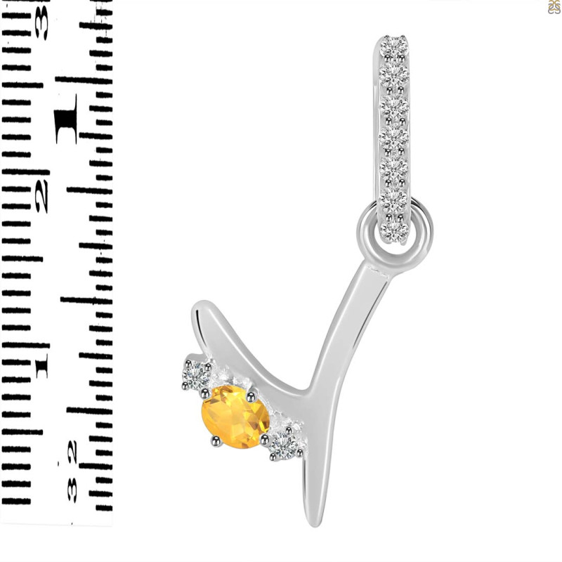 Citrine & White Topaz Alphabet Y Pendant CIT-RDA-51.
