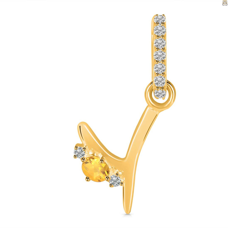 Citrine & White Topaz Alphabet Y Pendant CIT-RDA-51.