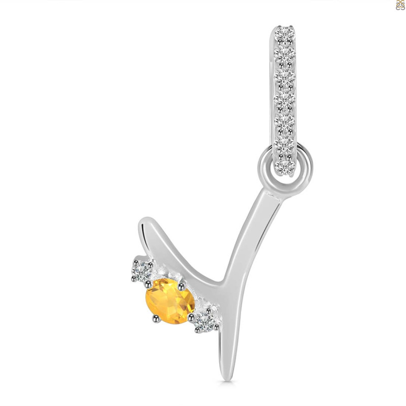 Citrine & White Topaz Alphabet Y Pendant CIT-RDA-51.