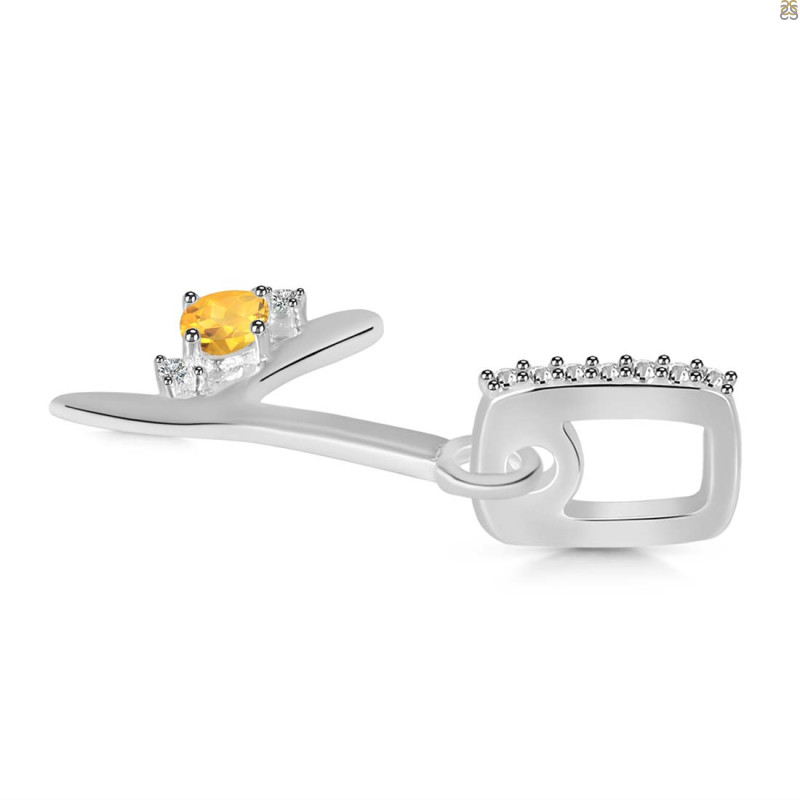 Citrine & White Topaz Alphabet Y Pendant
