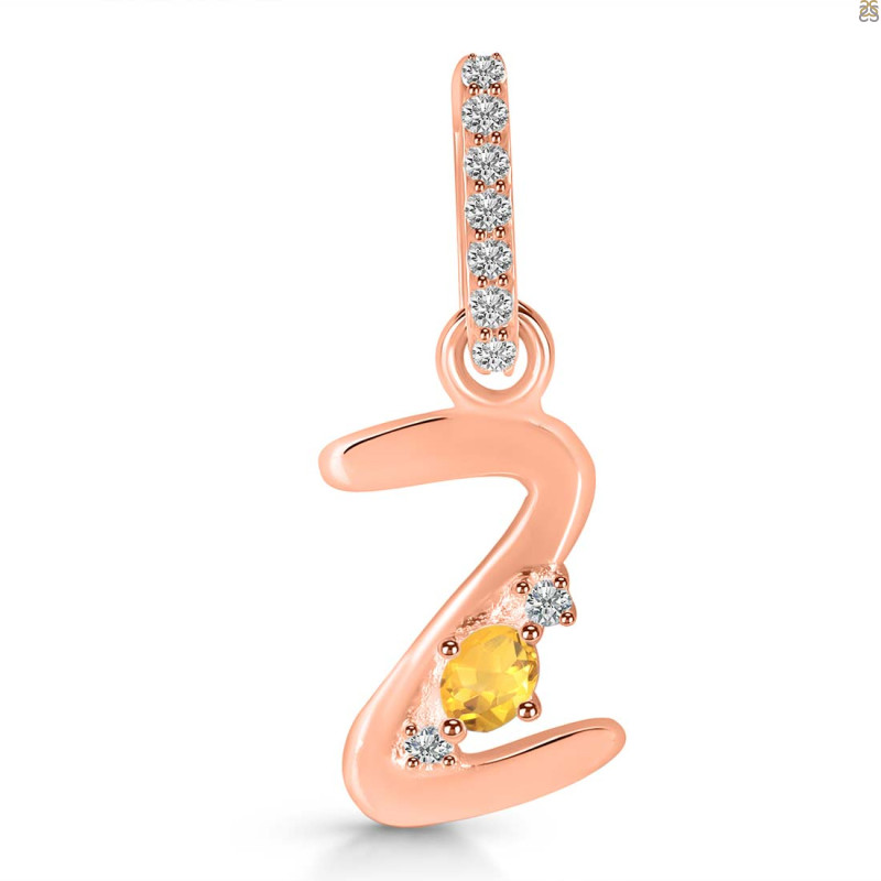 Citrine & White Topaz Alphabet Z Pendant CIT-RDA-52.