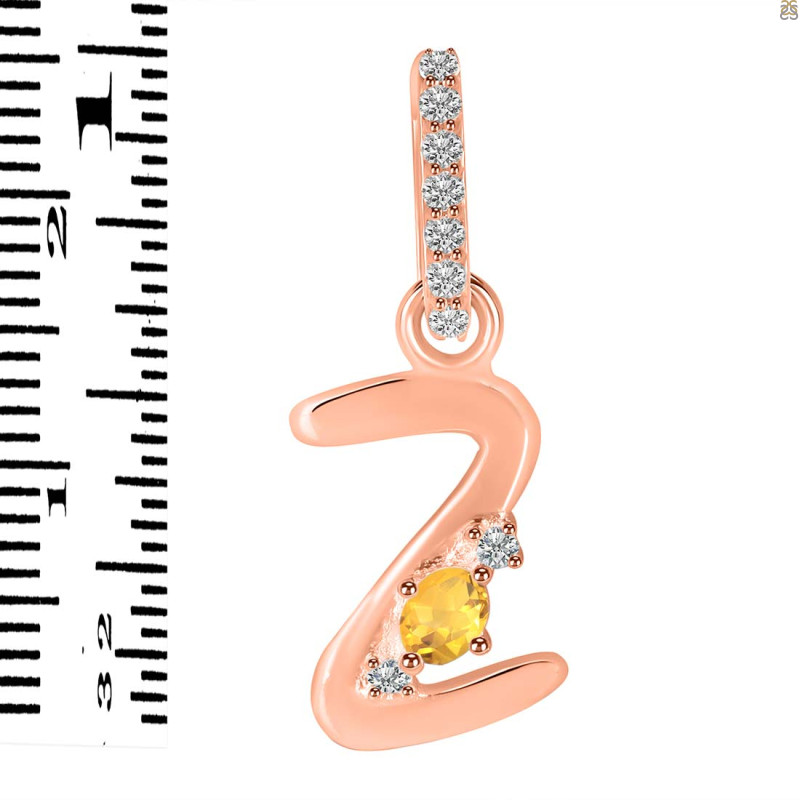 Citrine & White Topaz Alphabet Z Pendant CIT-RDA-52.