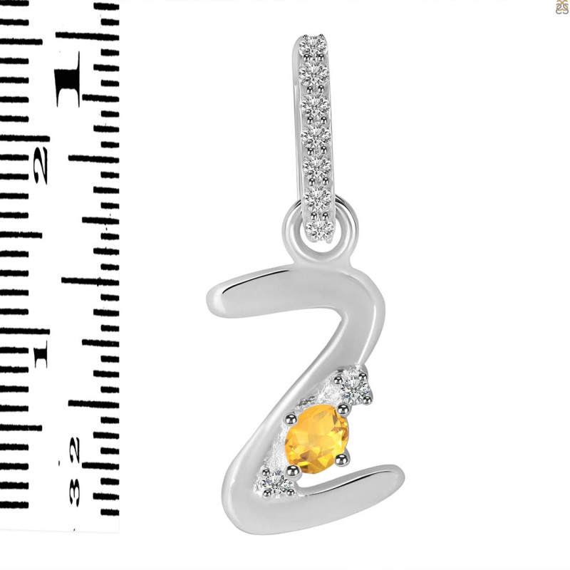 Citrine & White Topaz Alphabet Z Pendant CIT-RDA-52.