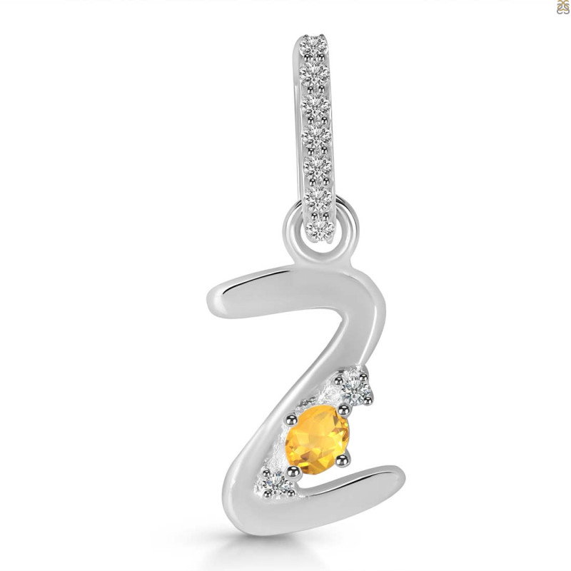 Citrine & White Topaz Alphabet Z Pendant CIT-RDA-52.
