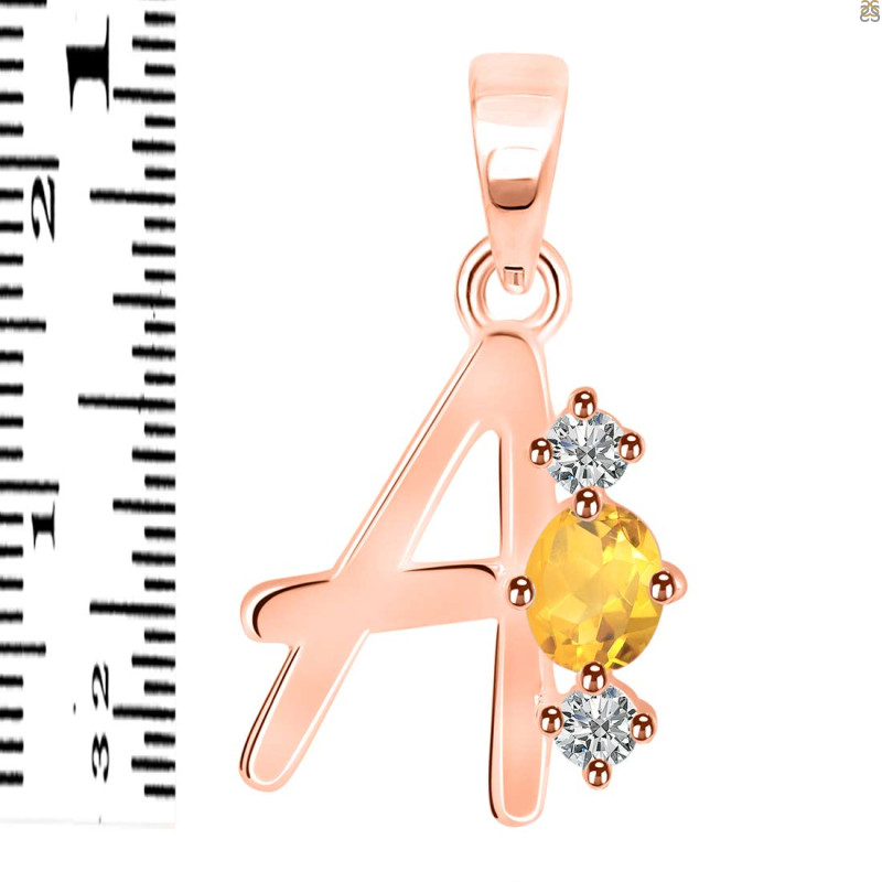 Citrine & White Topaz Alphabet A Pendant CIT-RDA-53.