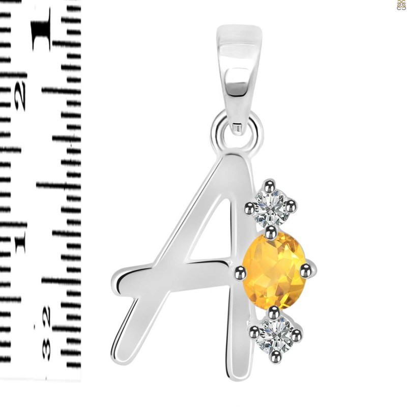 Citrine & White Topaz Alphabet A Pendant CIT-RDA-53.