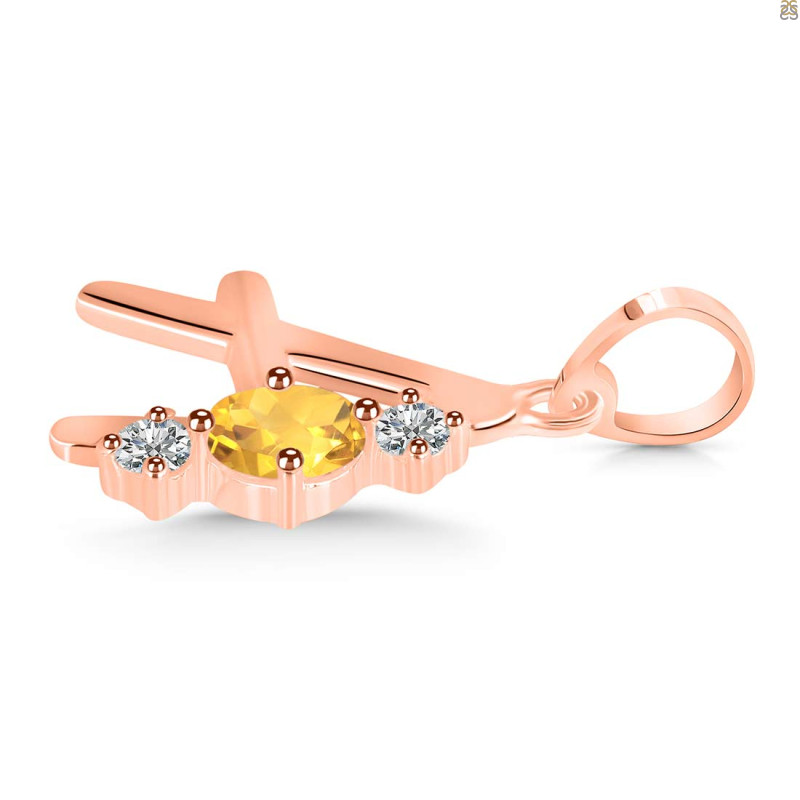 Citrine & White Topaz Alphabet A Pendant CIT-RDA-53.